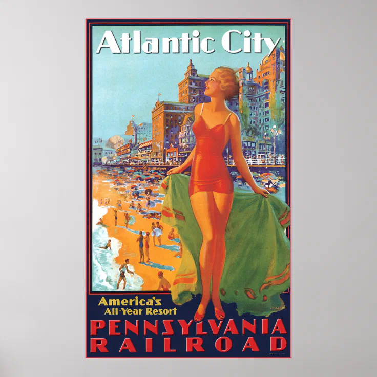 Pennsylvania Railroad to Atlantic City Poster Zazzle