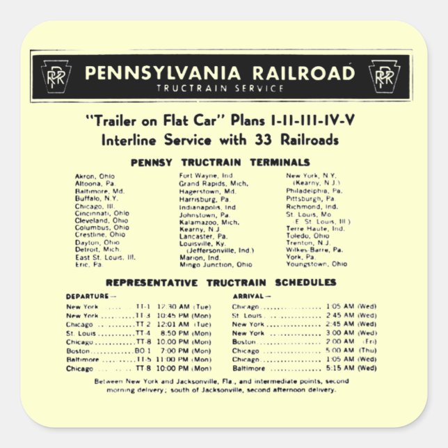 Pennsylvania Railroad TrucTrain Service Stickers (Front)