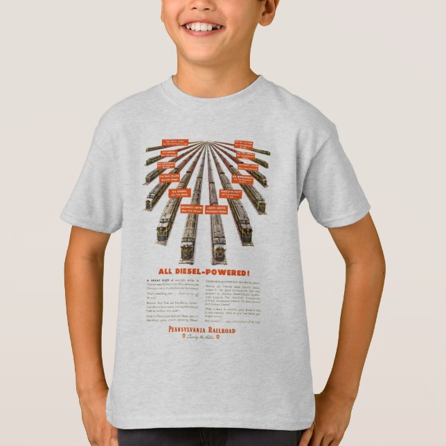 Pennsylvania Railroads East - West  Now all Diesel T-Shirt (Front)