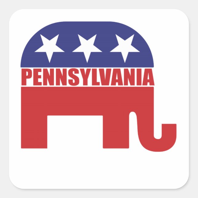 Pennsylvania Republican Elephant Square Sticker (Front)
