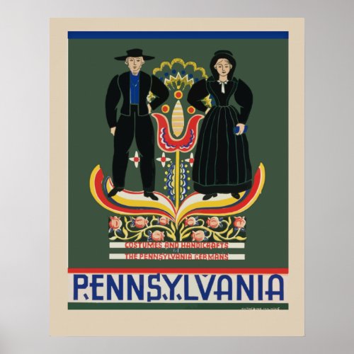 Pennsylvania Rural Amish Vintage Travel Poster