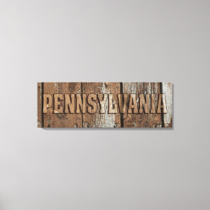 Pennsylvania rustic wood wall canvas sign