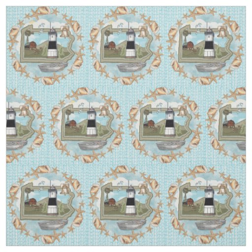 Pennsylvania Shells Lighthouse Fabric