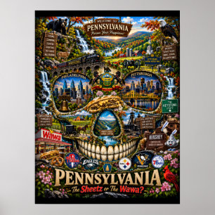 Pennsylvania Skull Art Print   State of Mind