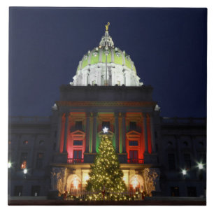 Pennsylvania State Capitol Christmas Tree Lights Ceramic Tile
