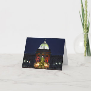 Pennsylvania State Capitol Christmas Tree Lights Holiday Card