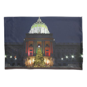 Pennsylvania State Capitol Christmas Tree Lights Pillow Case