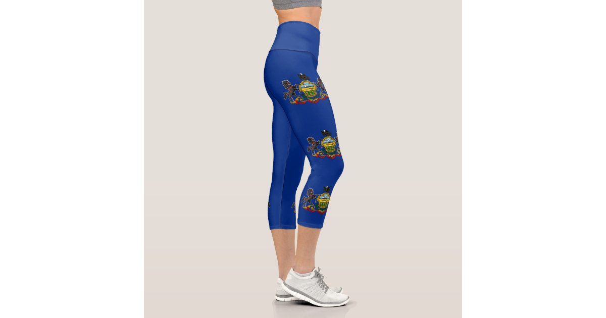 Pickleball Print Patriotic Fireworks Custom Text Capri Leggings