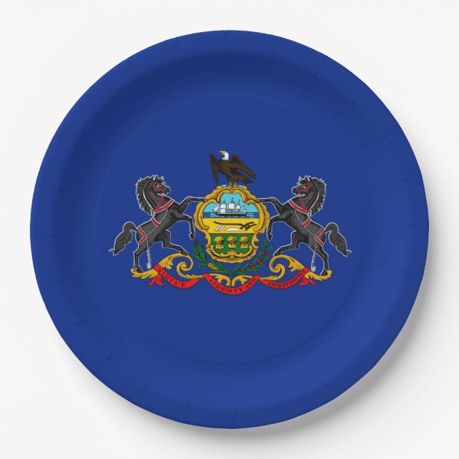Pennsylvania State Flag Design Decor Paper Plates (Front)