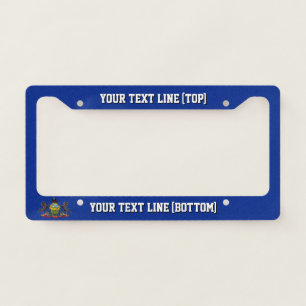 Pennsylvania State Flag Design on a Personalized License Plate Frame