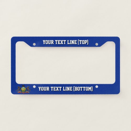 Pennsylvania State Flag Design on a Personalized License Plate Frame