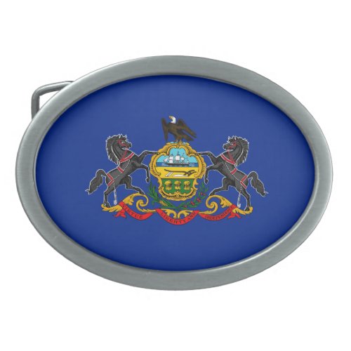 Pennsylvania State Flag Design Oval Belt Buckle