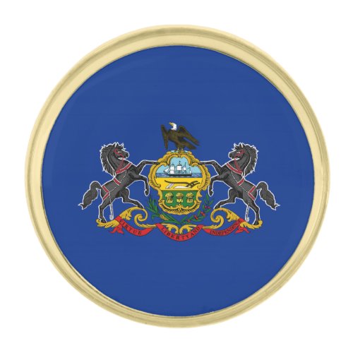 Pennsylvania State Flag Gold Finish Lapel Pin