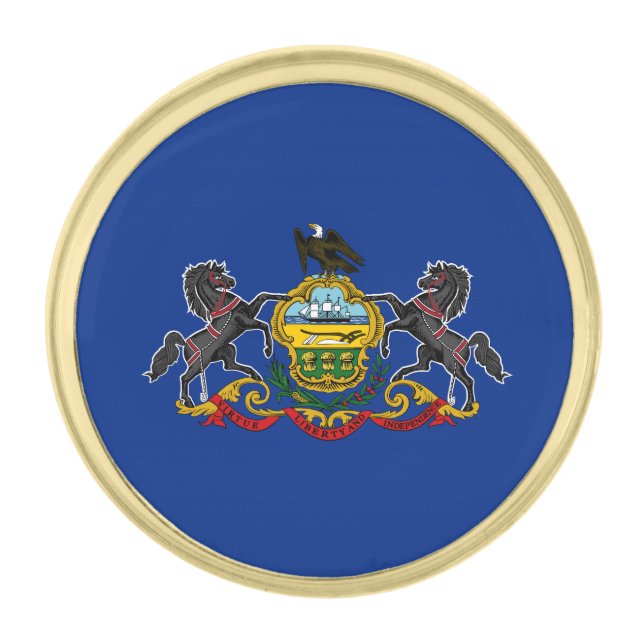 Pennsylvania State Flag Gold Finish Lapel Pin (Front)