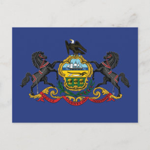 Pennsylvania State Flag Horses Postcard