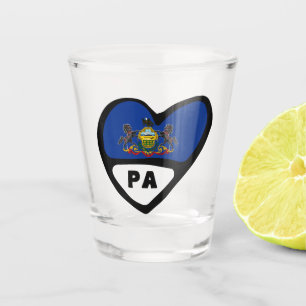 Pennsylvania State Flag In Heart, PA Shot Glass