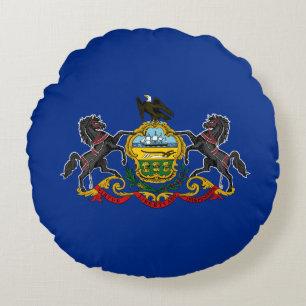 Pennsylvania State Flag Round Pillow