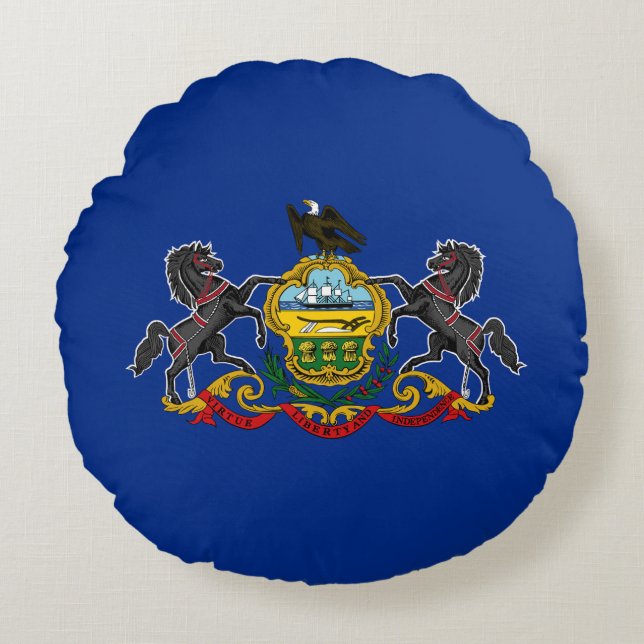 Pennsylvania State Flag Round Pillow (Front)