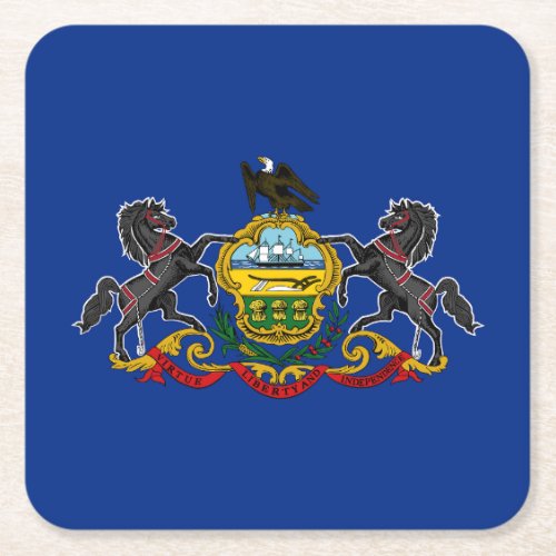 Pennsylvania State Flag Square Paper Coaster