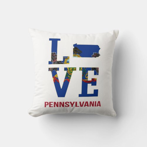 Pennsylvania State Love USA Throw Pillow