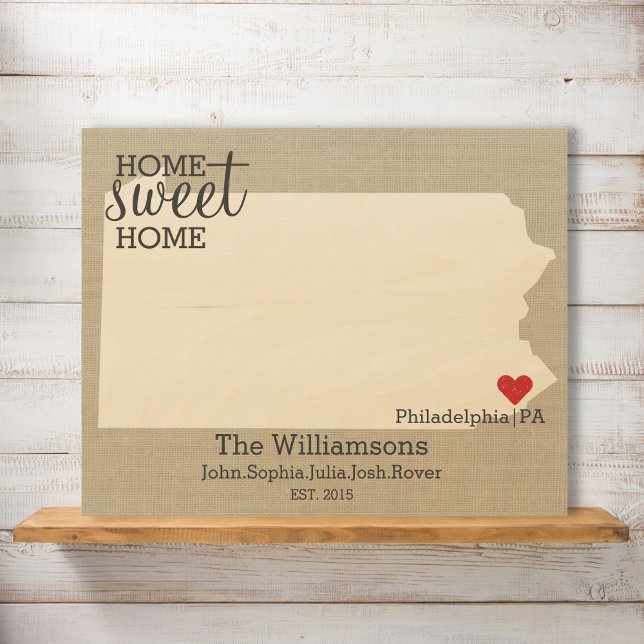 Pennsylvania State Map Custom Family Name & Year Wood Wall Decor (Creator Uploaded)