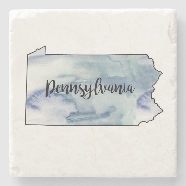 Pennsylvania State Map Marble Stone Coaster (Front)