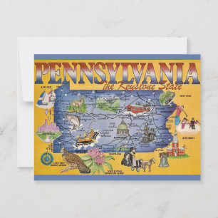 Pennsylvania State Map Postcard