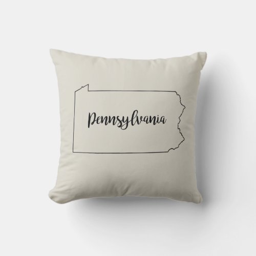 Pennsylvania State Map Throw Pillow