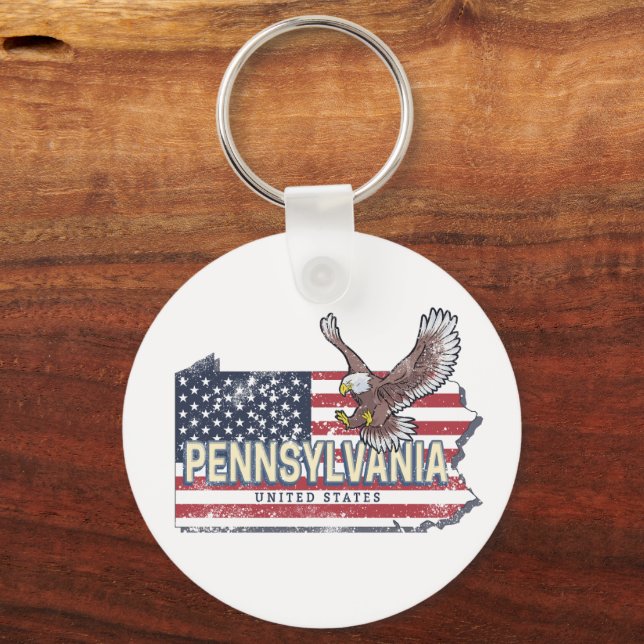 Pennsylvania State Map United States Vintage USA Keychain (Front)