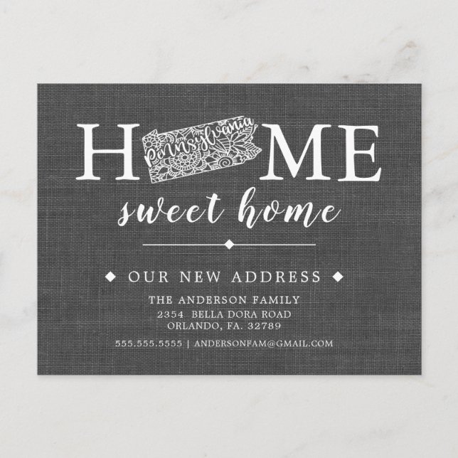 Pennsylvania State Moving Announcement Post Card (Front)