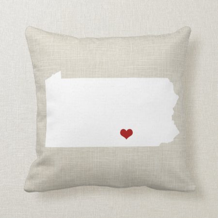 Pennsylvania State Pillow Faux Linen Personalized