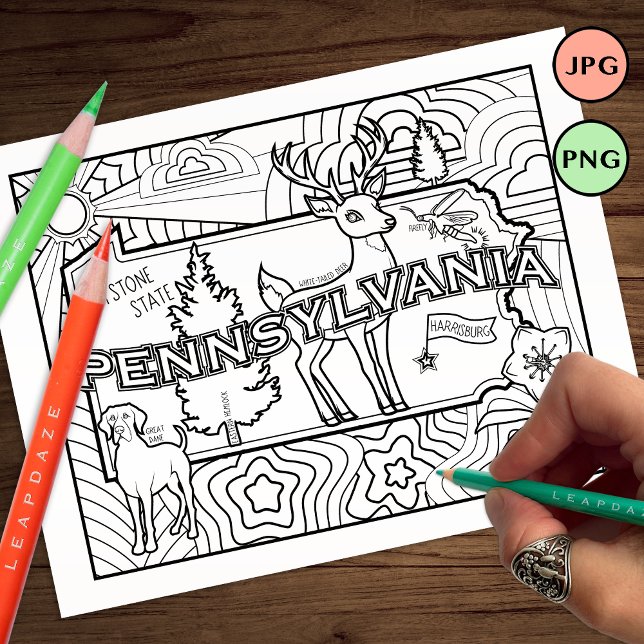 pennsylvania state shape dog flower coloring page (Creator Uploaded)
