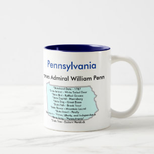 Pennsylvania Symbols & Map Two-Tone Coffee Mug