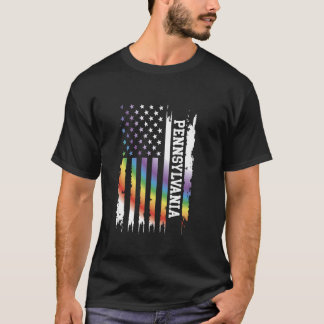 Pennsylvania United States Distressed Rainbow w US T-Shirt