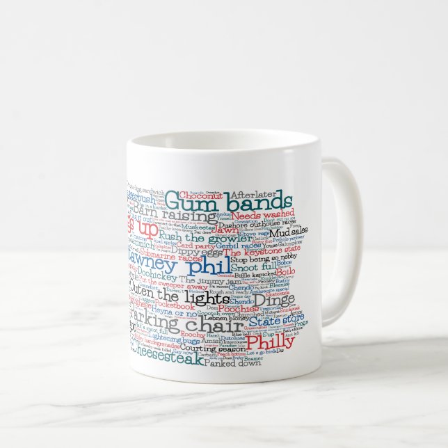 Pennsylvania USA Slang Word Art Map Coffee Mug (Front Right)