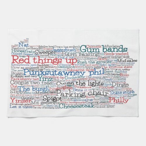 Pennsylvania USA Slang Word Art Map Kitchen Towel