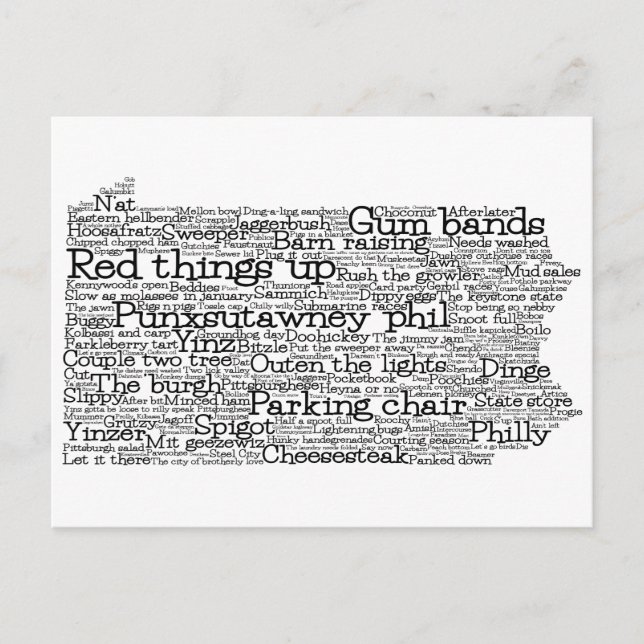Pennsylvania USA Slang Word Art Map Postcard (Front)
