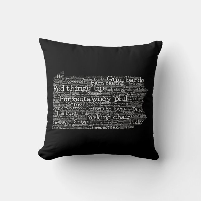 Pennsylvania USA Slang Word Art Map Throw Pillow (Front)
