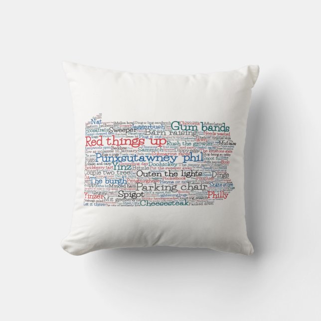 Pennsylvania USA Slang Word Art Map Throw Pillow (Front)