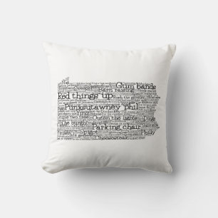 Pennsylvania USA Slang Word Art Map Throw Pillow