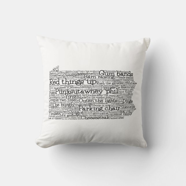 Pennsylvania USA Slang Word Art Map Throw Pillow (Front)
