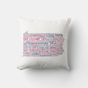 Pennsylvania USA Slang Word Art Map Throw Pillow