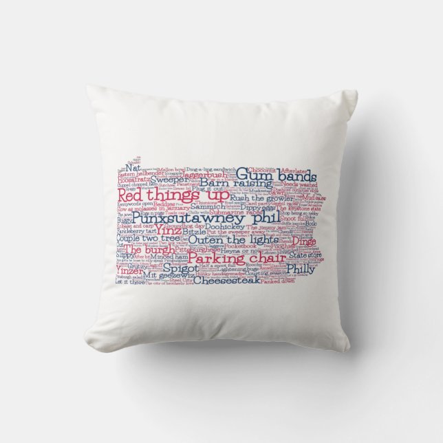 Pennsylvania USA Slang Word Art Map Throw Pillow (Front)