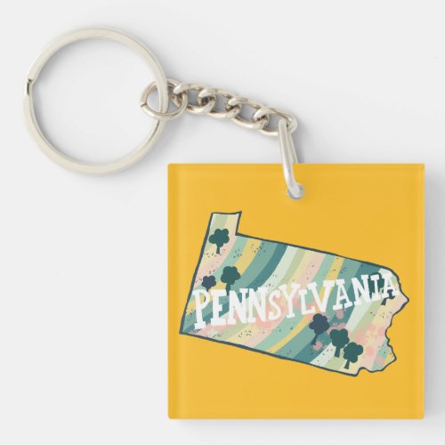 Pennsylvania USA State Map Illustration Colorful Keychain