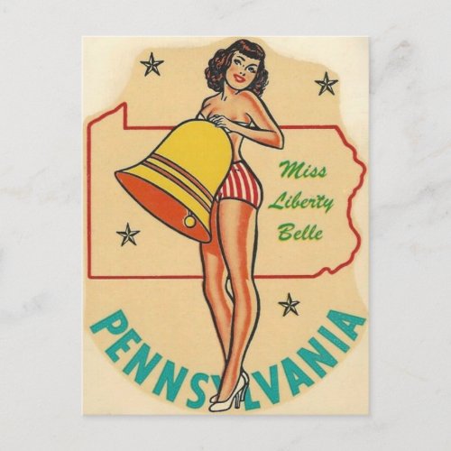 Pennsylvania Vintage Pin Up Girl Travel Postcard