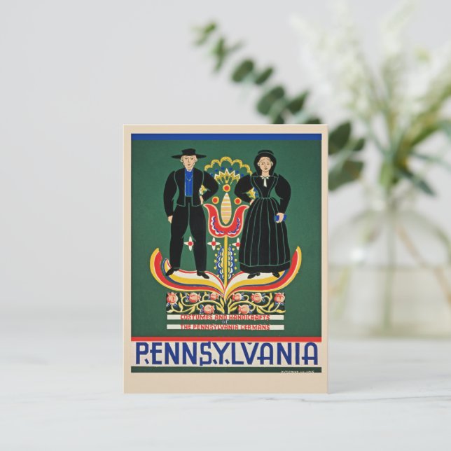 Pennsylvania, vintage travel poster, postcard (Standing Front)
