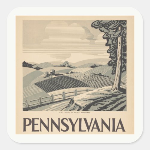 Pennsylvania _ Vintage WPA Poster _ Farm and Field Square Sticker