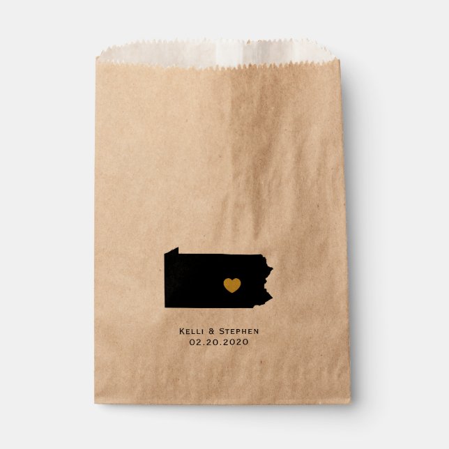 Pennsylvania Wedding Favor Treat Sacks, Gift Bags (Front)