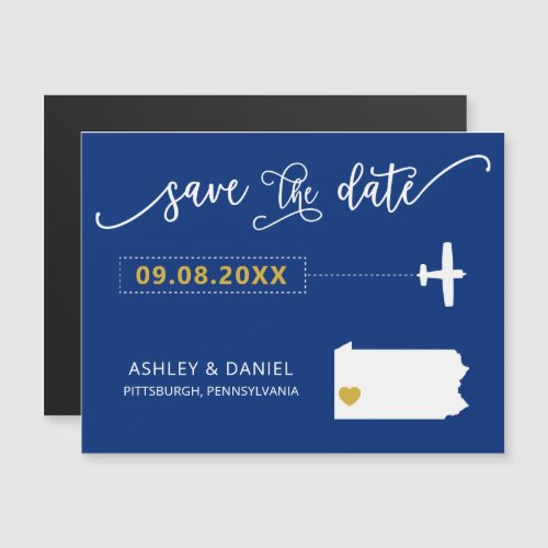 Pennsylvania Wedding Save the Date Card Map Magnetic Invitation