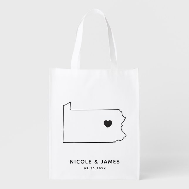 Pennsylvania Wedding Welcome Bag Map Tote (Front)